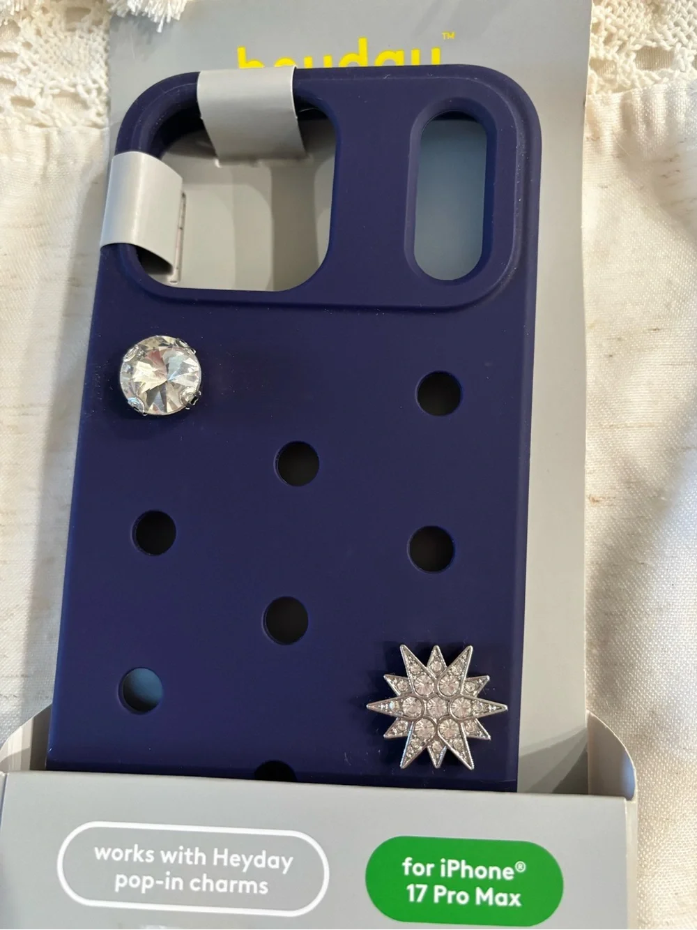 Heyday Navy Phone Pop-In Case with 2 Charms for iPhone 17 Pro Max